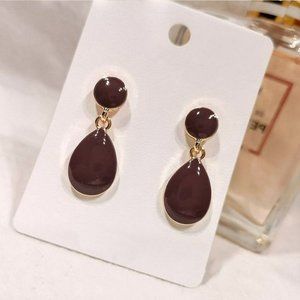 Ryland Retro Smooth Alabaster Teardrop Earrings Mystique Red